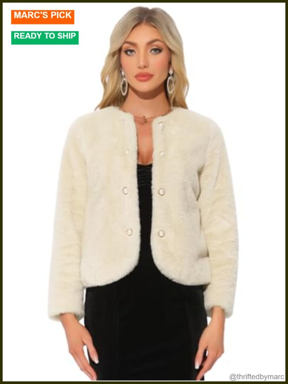 Allegra K Faux Fur Coat Open Front Fluffy Jacket Wedding Evening Formal